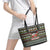Black Cats in Stockings Leather Tote Bag with Meowy Christmas Quote on Festive Pattern Design - Wonder Print Shop