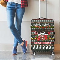 Black Cats in Stockings Luggage Cover with Meowy Christmas Quote on Festive Pattern Design - Wonder Print Shop