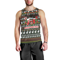 Black Cats in Stockings Men Tank Top with Meowy Christmas Quote on Festive Pattern Design - Wonder Print Shop