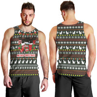 Black Cats in Stockings Men Tank Top with Meowy Christmas Quote on Festive Pattern Design - Wonder Print Shop