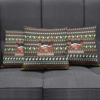 Black Cats in Stockings Pillow Cover with Meowy Christmas Quote on Festive Pattern Design - Wonder Print Shop