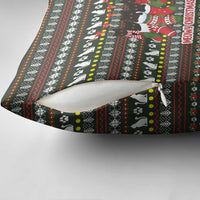 Black Cats in Stockings Pillow Cover with Meowy Christmas Quote on Festive Pattern Design - Wonder Print Shop