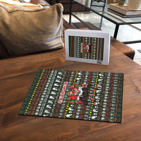 Black Cats in Stockings Puzzle with Meowy Christmas Quote on Festive Pattern Design - Wonder Print Shop