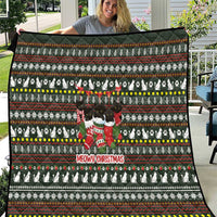 Black Cats in Stockings Quilt with Meowy Christmas Quote on Festive Pattern Design - Wonder Print Shop
