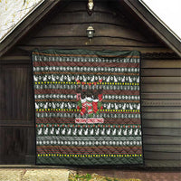 Black Cats in Stockings Quilt with Meowy Christmas Quote on Festive Pattern Design - Wonder Print Shop