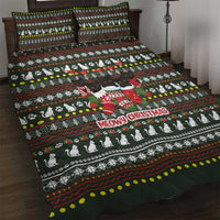 Black Cats in Stockings Quilt Bed Set with Meowy Christmas Quote on Festive Pattern Design - Wonder Print Shop