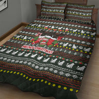 Black Cats in Stockings Quilt Bed Set with Meowy Christmas Quote on Festive Pattern Design - Wonder Print Shop