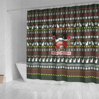 Black Cats in Stockings Shower Curtain with Meowy Christmas Quote on Festive Pattern Design - Wonder Print Shop