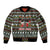 Black Cats in Stockings Sleeve Zip Bomber Jacket with Meowy Christmas Quote on Festive Pattern Design - Wonder Print Shop