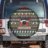 Black Cats in Stockings Spare Tire Cover with Meowy Christmas Quote on Festive Pattern Design - Wonder Print Shop