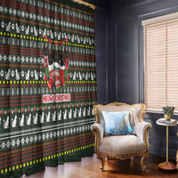 Black Cats in Stockings Window Curtain with Meowy Christmas Quote on Festive Pattern Design - Wonder Print Shop