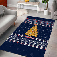 Meowy Catmas Area Rug with Orange Cats Christmas Tree and Snowflake Pattern Design - Wonder Print Shop