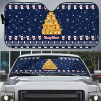 Meowy Catmas Auto Sun Shade with Orange Cats Christmas Tree and Snowflake Pattern Design - Wonder Print Shop