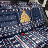 Meowy Catmas Back Car Seat Cover with Orange Cats Christmas Tree and Snowflake Pattern Design - Wonder Print Shop