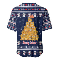 Meowy Catmas Baseball Jersey with Orange Cats Christmas Tree and Snowflake Pattern Design - Wonder Print Shop