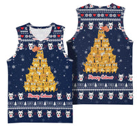 Meowy Catmas Basketball Jersey with Orange Cats Christmas Tree and Snowflake Pattern Design - Wonder Print Shop