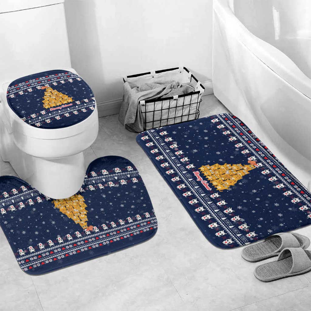Meowy Catmas Bathroom Set with Orange Cats Christmas Tree and Snowflake Pattern Design - Wonder Print Shop