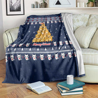 Meowy Catmas Blanket with Orange Cats Christmas Tree and Snowflake Pattern Design - Wonder Print Shop