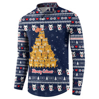 Meowy Catmas Button Sweatshirt with Orange Cats Christmas Tree and Snowflake Pattern Design - Wonder Print Shop