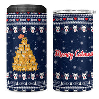 Meowy Catmas 4 in 1 Can Cooler Tumbler with Orange Cats Christmas Tree and Snowflake Pattern Design - Wonder Print Shop