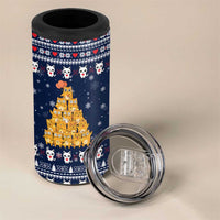 Meowy Catmas 4 in 1 Can Cooler Tumbler with Orange Cats Christmas Tree and Snowflake Pattern Design - Wonder Print Shop