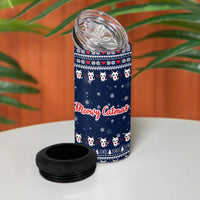 Meowy Catmas 4 in 1 Can Cooler Tumbler with Orange Cats Christmas Tree and Snowflake Pattern Design - Wonder Print Shop
