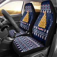Meowy Catmas Car Seat Cover with Orange Cats Christmas Tree and Snowflake Pattern Design - Wonder Print Shop