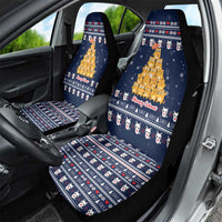 Meowy Catmas Car Seat Cover with Orange Cats Christmas Tree and Snowflake Pattern Design - Wonder Print Shop