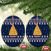 Meowy Catmas Ceramic Ornament with Orange Cats Christmas Tree and Snowflake Pattern Design - Wonder Print Shop