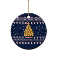 Meowy Catmas Ceramic Ornament with Orange Cats Christmas Tree and Snowflake Pattern Design - Wonder Print Shop