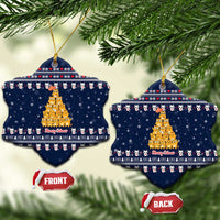 Meowy Catmas Ceramic Ornament with Orange Cats Christmas Tree and Snowflake Pattern Design - Wonder Print Shop