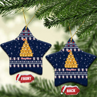 Meowy Catmas Ceramic Ornament with Orange Cats Christmas Tree and Snowflake Pattern Design - Wonder Print Shop