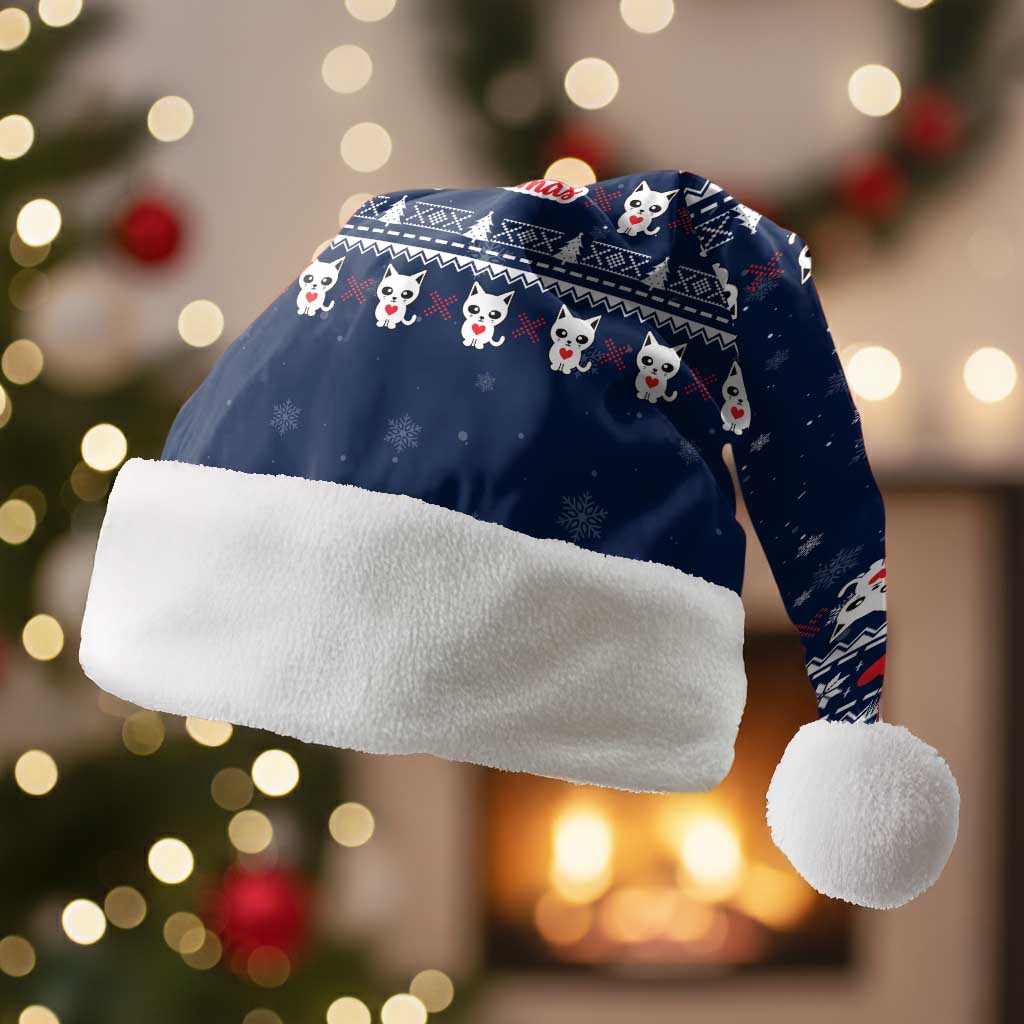 Meowy Catmas Christmas Santa Hat with Orange Cats Christmas Tree and Snowflake Pattern Design - Wonder Print Shop