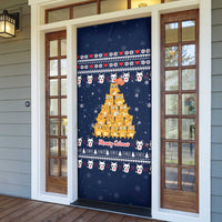 Meowy Catmas Door Cover with Orange Cats Christmas Tree and Snowflake Pattern Design - Wonder Print Shop