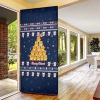 Meowy Catmas Door Cover with Orange Cats Christmas Tree and Snowflake Pattern Design - Wonder Print Shop