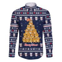 Meowy Catmas Family Matching Puletasi and Hawaiian Shirt with Orange Cats Christmas Tree and Snowflake Pattern Design - Wonder Print Shop