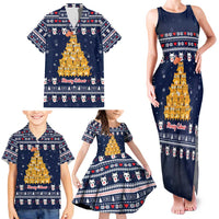 Meowy Catmas Family Matching Tank Maxi Dress and Hawaiian Shirt with Orange Cats Christmas Tree and Snowflake Pattern Design - Wonder Print Shop