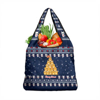 Meowy Catmas Grocery Bag with Orange Cats Christmas Tree and Snowflake Pattern Design - Wonder Print Shop