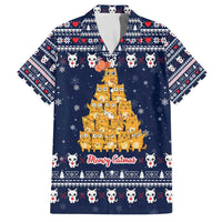 Meowy Catmas Hawaiian Shirt with Orange Cats Christmas Tree and Snowflake Pattern Design - Wonder Print Shop