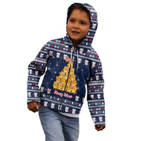 Meowy Catmas Kid Hoodie with Orange Cats Christmas Tree and Snowflake Pattern Design - Wonder Print Shop