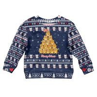 Meowy Catmas Kid Ugly Christmas Sweater with Orange Cats Christmas Tree and Snowflake Pattern Design - Wonder Print Shop