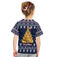 Meowy Catmas Kid T Shirt with Orange Cats Christmas Tree and Snowflake Pattern Design - Wonder Print Shop