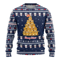 Meowy Catmas Ugly Christmas Sweater with Orange Cats Christmas Tree and Snowflake Pattern Design - Wonder Print Shop