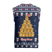 Meowy Catmas Christmas Knitted V-Neck Vest with Orange Cats Christmas Tree and Snowflake Pattern Design - Wonder Print Shop