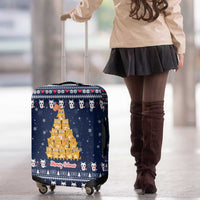 Meowy Catmas Luggage Cover with Orange Cats Christmas Tree and Snowflake Pattern Design - Wonder Print Shop