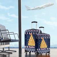 Meowy Catmas Luggage Cover with Orange Cats Christmas Tree and Snowflake Pattern Design - Wonder Print Shop