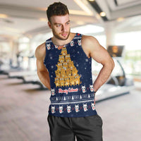 Meowy Catmas Men Tank Top with Orange Cats Christmas Tree and Snowflake Pattern Design - Wonder Print Shop
