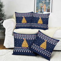 Meowy Catmas Pillow Cover with Orange Cats Christmas Tree and Snowflake Pattern Design - Wonder Print Shop