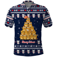 Meowy Catmas Polo Shirt with Orange Cats Christmas Tree and Snowflake Pattern Design - Wonder Print Shop