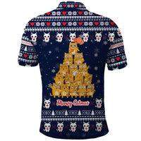 Meowy Catmas Polo Shirt with Orange Cats Christmas Tree and Snowflake Pattern Design - Wonder Print Shop